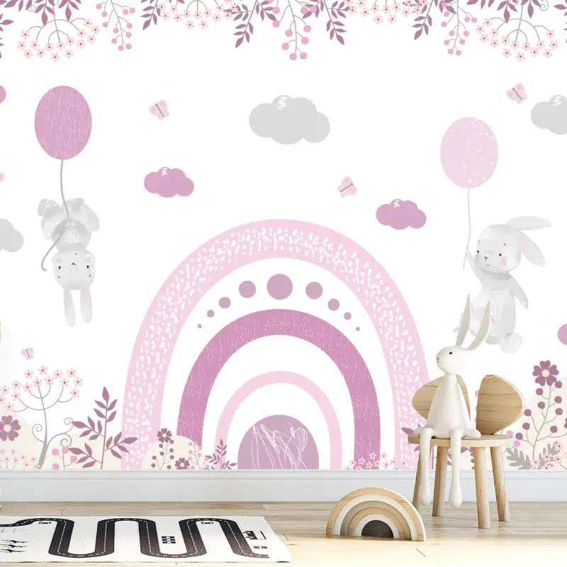 Vente Directe Fotobehang - Konijntjes in het roze