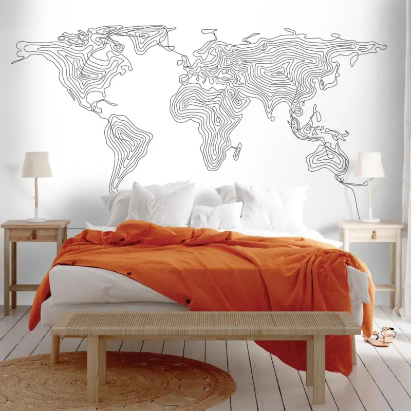 Achat Immédiat Fotobehang - Kaart uit lijnen