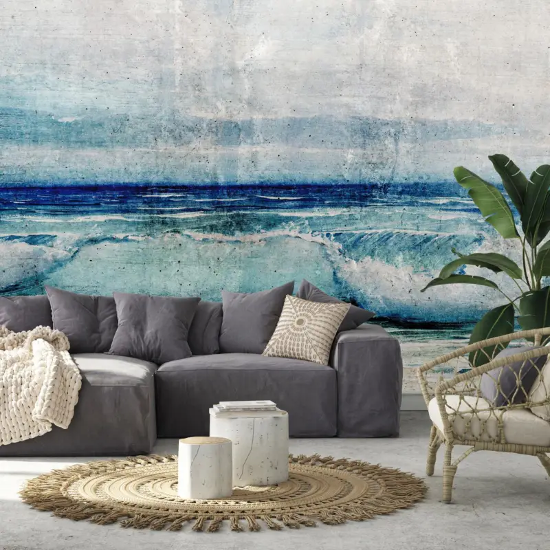 Usine Directe Fotobehang - Zee in betonnen muur