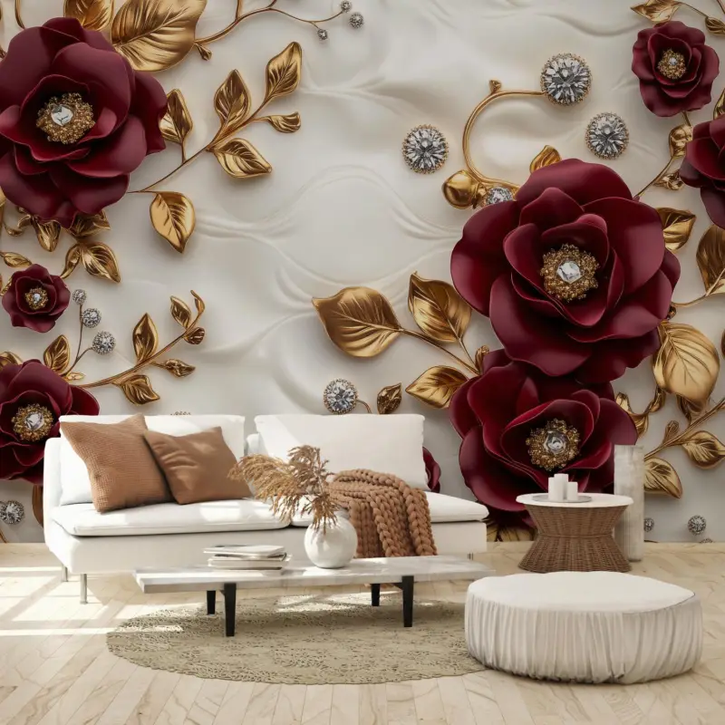 Promotion Fotobehang - Luxe wijnrode bloemen