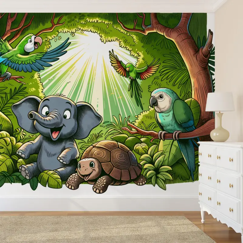 Satisfait Ou Remboursé Fotobehang - Vrolijke dieren in de jungle