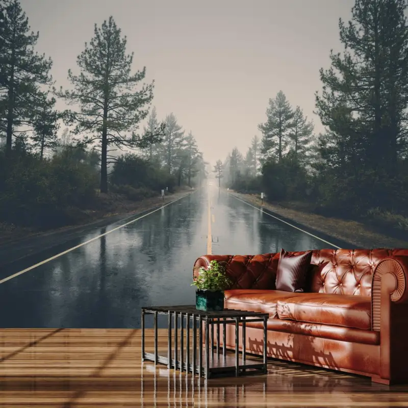 Super Prix Fotobehang - Weg in de regen