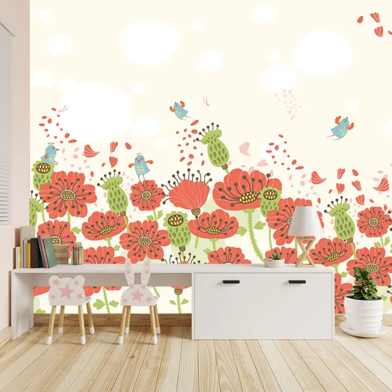 Quantité Limitée Fotobehang - Weiland met klaprozen