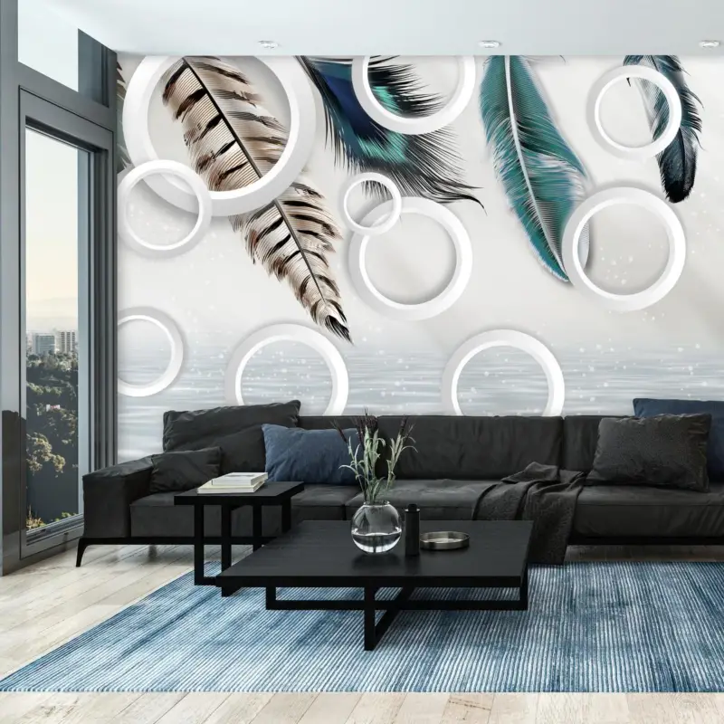 Super Prix Fotobehang - Abstractie met veertjes