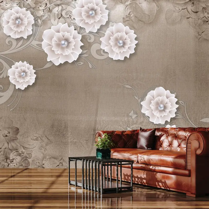 Achat Immédiat Fotobehang - Achtergrond met bloemen