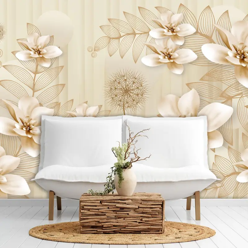 Seulement Aujourd’hui Fotobehang - Compositie van gouden bloemen