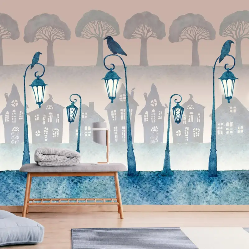 Achat Immédiat Fotobehang - Raven waken over de stad