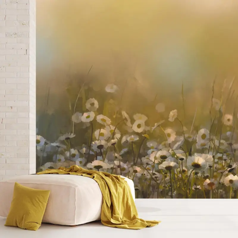 Top Vente Fotobehang - Olieverfschilderij, madeliefjes