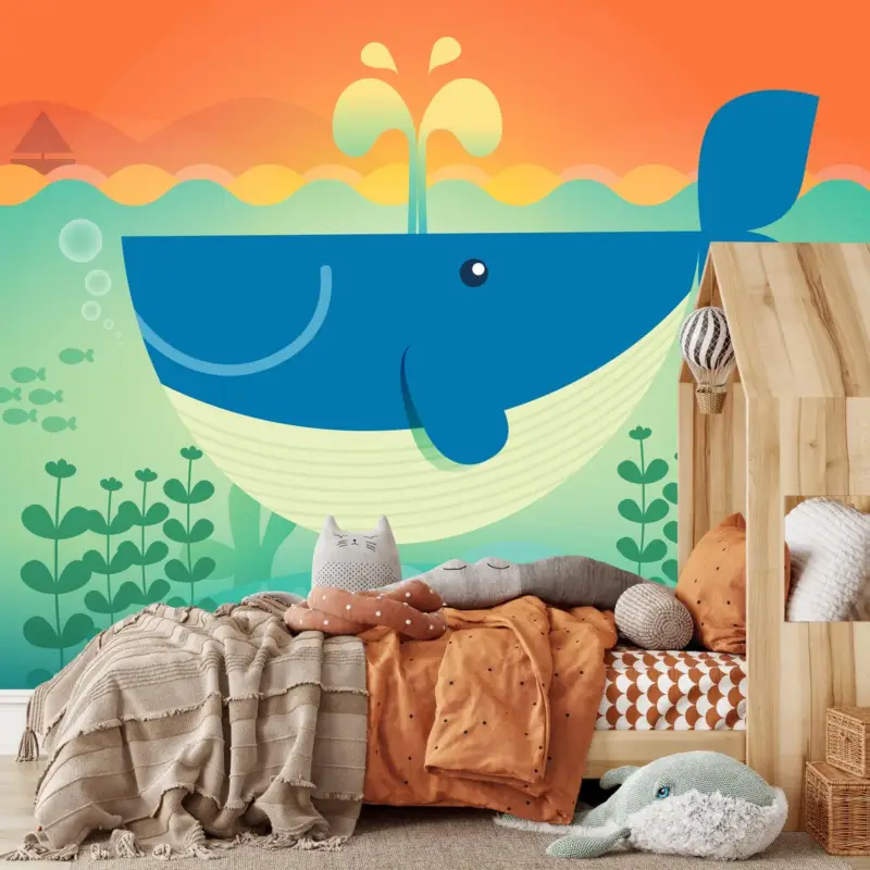 Authentique Fotobehang - Vrolijke walvis