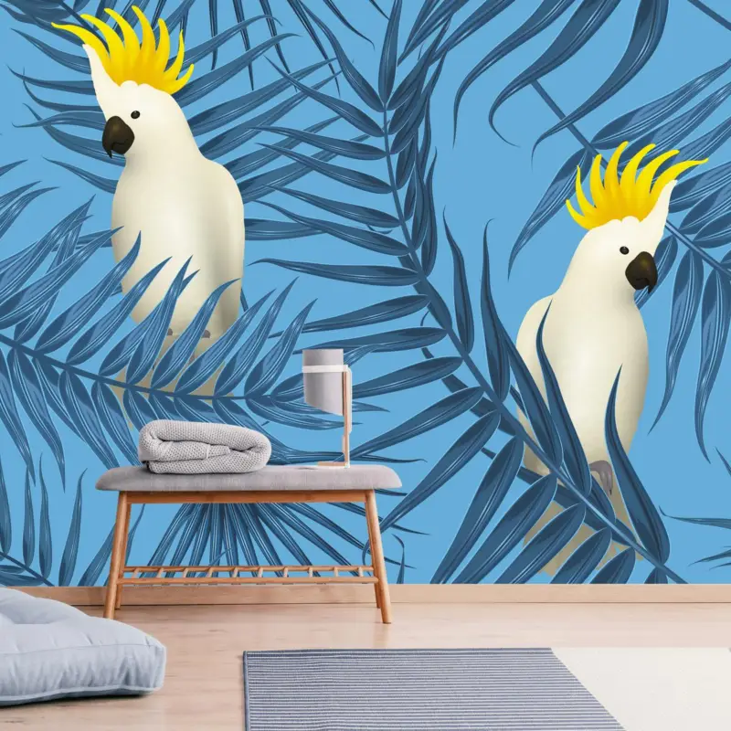 Super Prix Fotobehang - Papegaaien, blauw