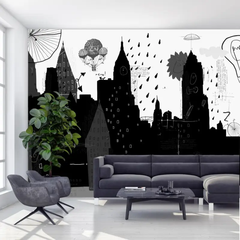 Usine Directe Fotobehang - Stad met opschriften en patronen