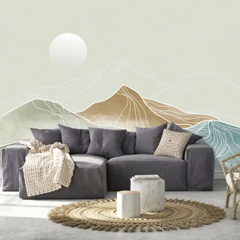 Top Vente Fotobehang - Bergen met lijnen, grafiek