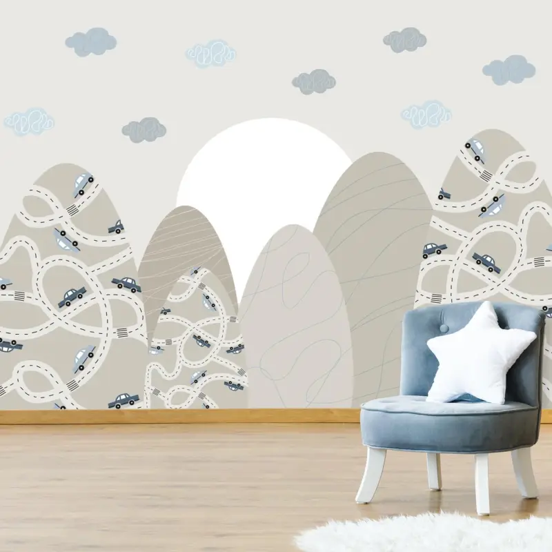 Vente Directe Fotobehang - Autootjes op heuvels