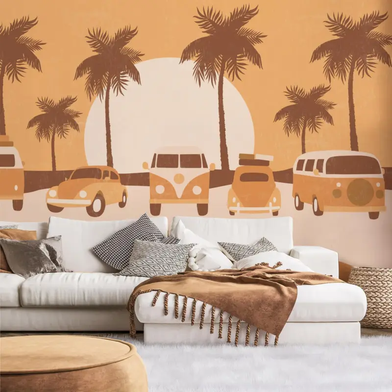 Affaire À Saisir Fotobehang - Oranje oldtimers