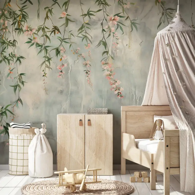 Seulement Aujourd’hui Fotobehang - Muur met bloemen