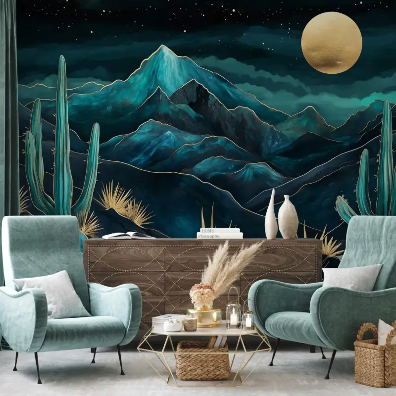 Top Vente Fotobehang - Turkooizen nacht