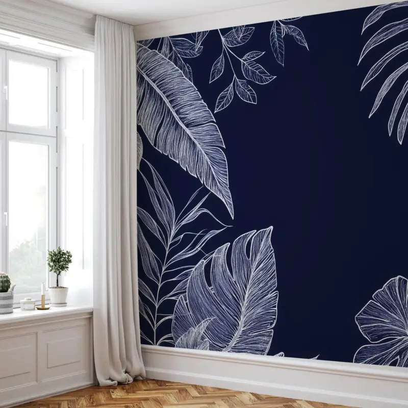 Promotion Fotobehang - Lijnen van tropische bladeren