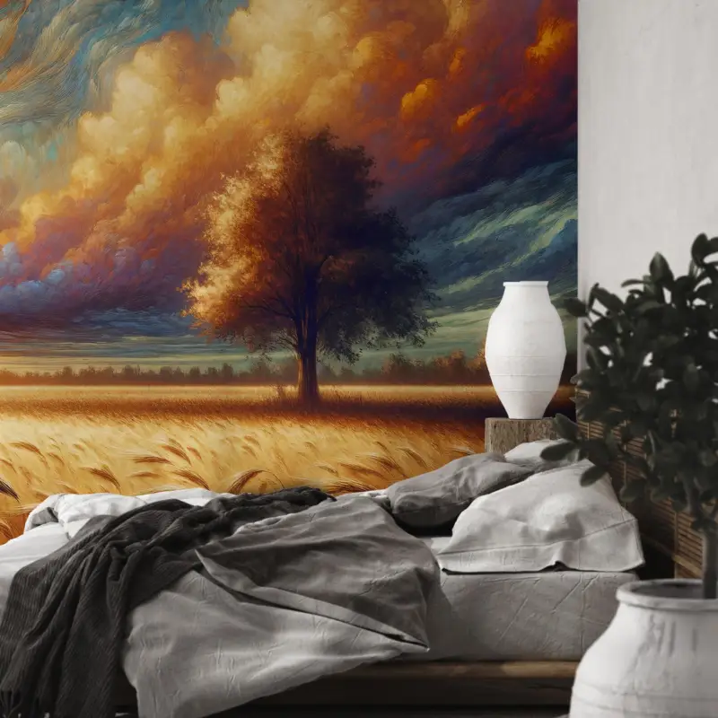 Achat Immédiat Fotobehang - Boom op het veld