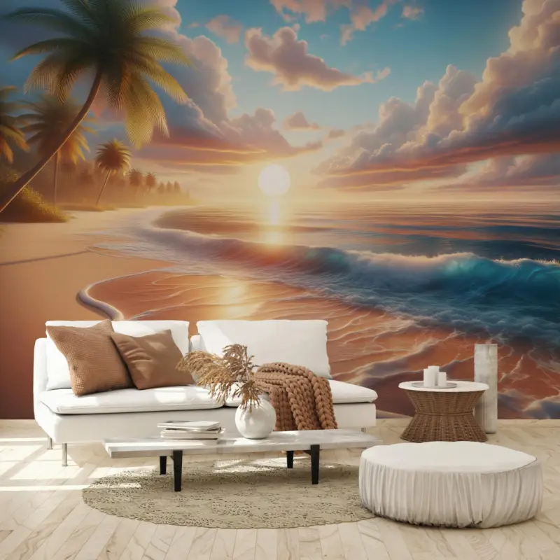 Produit De Marque Fotobehang - Zonsondergang op het strand