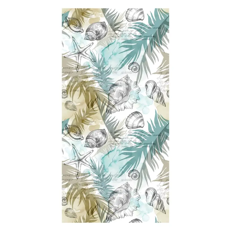 Behang - Schelpen met turquoise bladeren Bon Plan