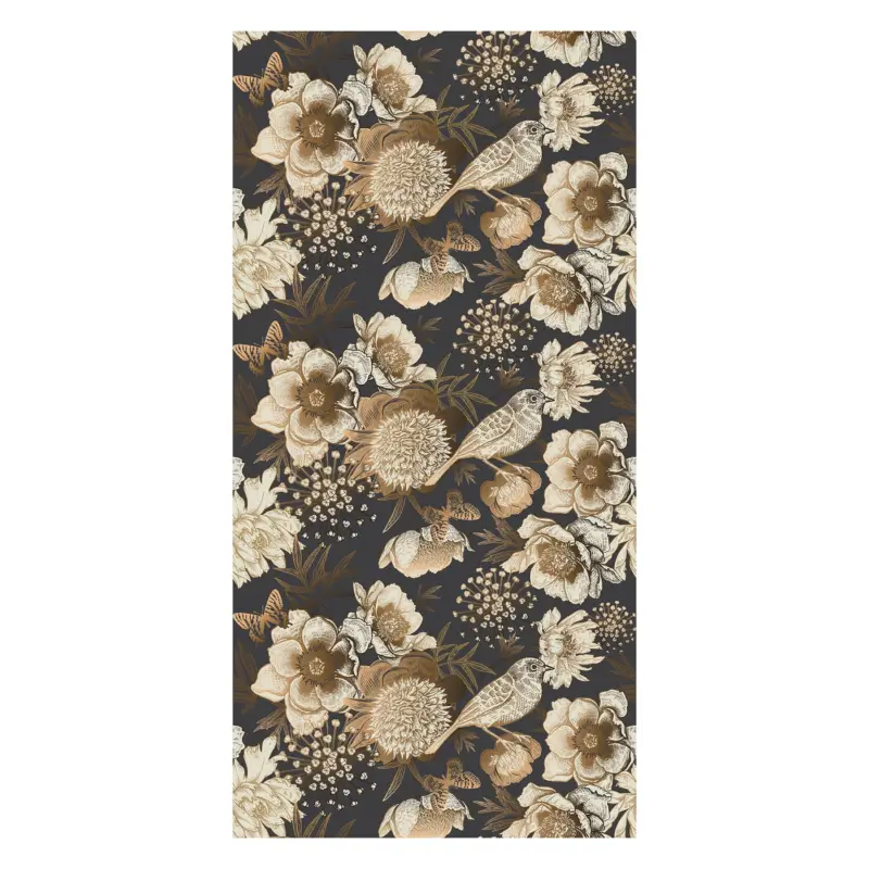 Behang - Bloemen, goud en grijs Paiement Sécurisé