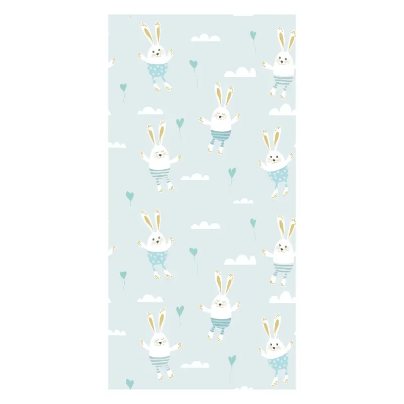 Behang - Konijntjes in de wolken, lichtblauwe tonen Expédition Rapide