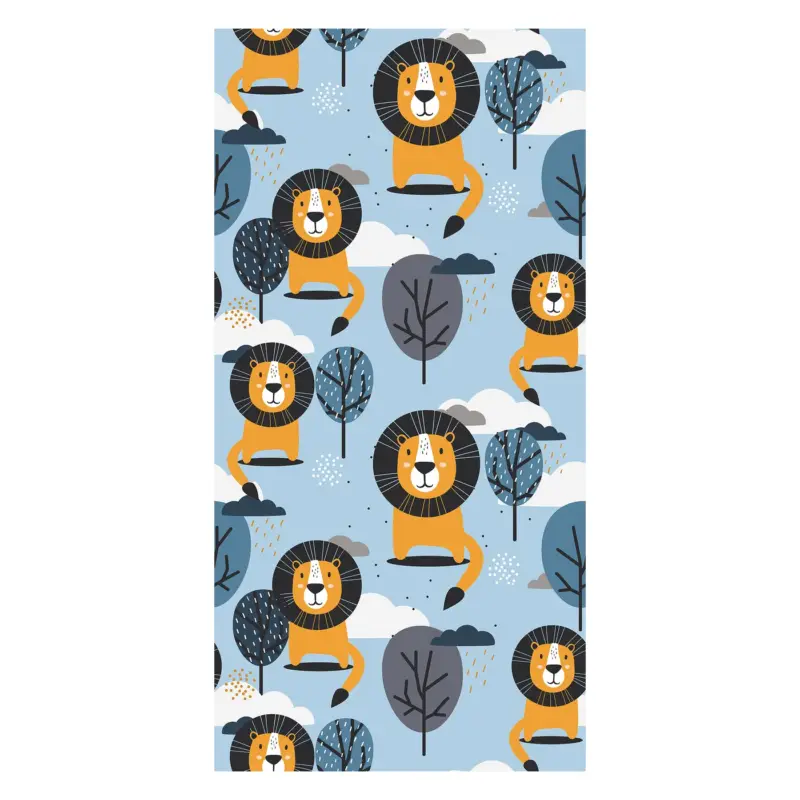 Behang - Leeuwtjes met een blauwe achtergrond Haute Qualité