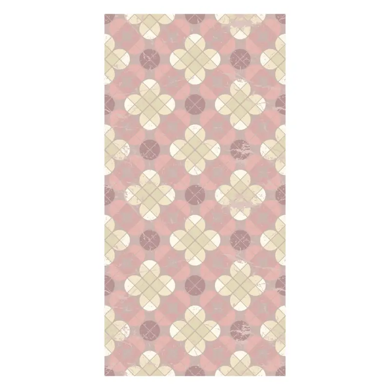 Behang - Roze mozaïek met klaverbladeren Prix Réduit