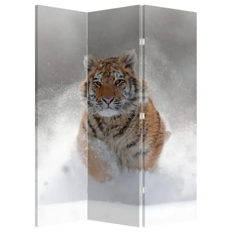 Prix Bas Kamerscherm - Rennende tijger in de sneeuw