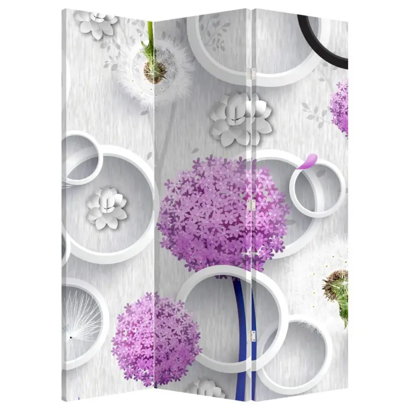 Prix Promo Kamerscherm - 3D abstractie met kringen en bloemen