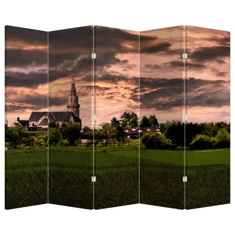 Acheter Direct Kamerscherm - Landschap met kerk