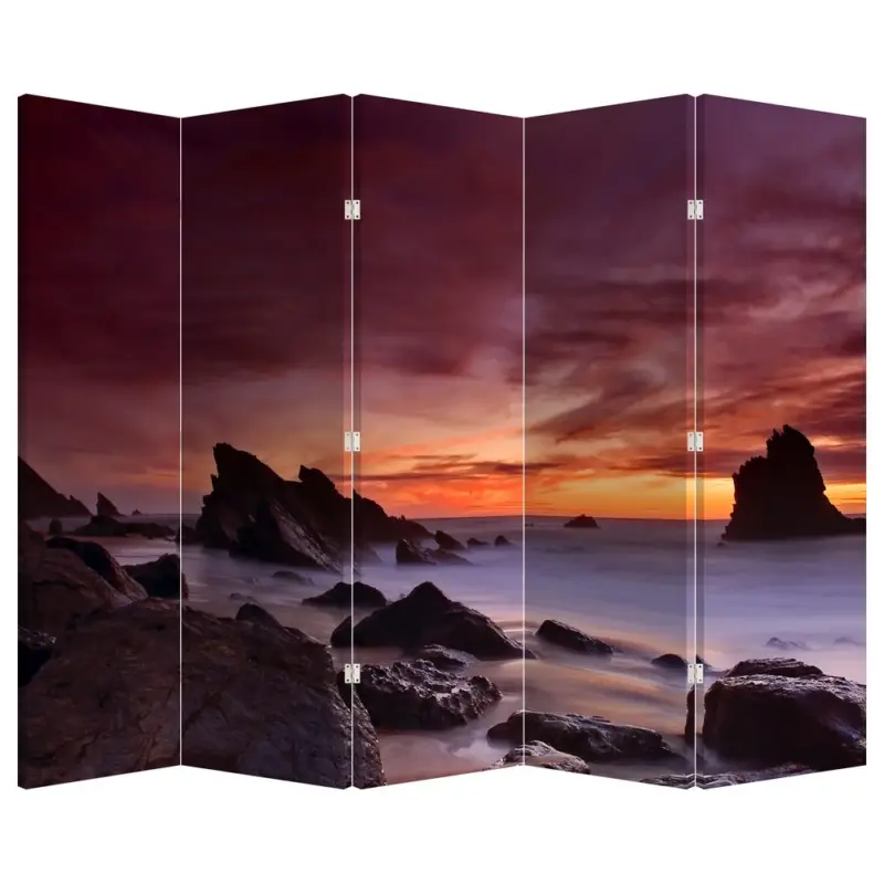 Vente Directe Kamerscherm - Zonsondergang aan de kust