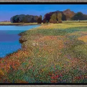 Aan de oever van het Reitdiep - opgespannen-en-ingelijst Retour Gratuit