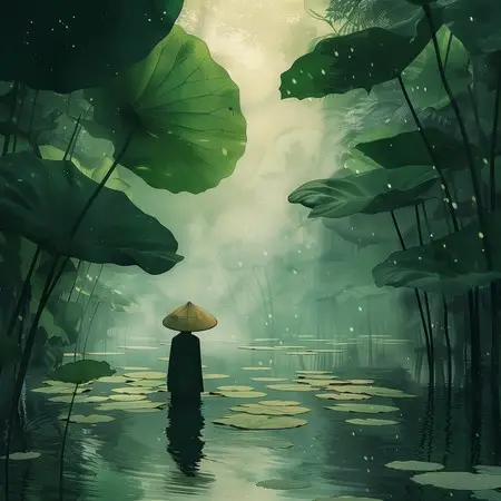 Japanese Lotus pond Vente Flash