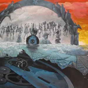 Vente Flash Mareike geys, Tegelschilderij no 9 ijs