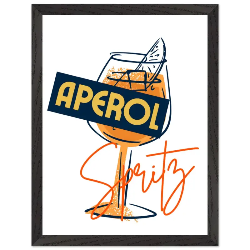 Vente Flash Artfulprints Poster met Lijst Aperol Spritz - Sketch - 30x40 cm - Oranje