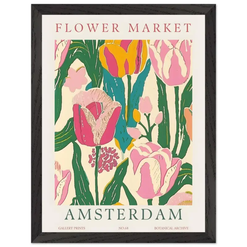 Achat Immédiat Artfulprints Poster met Lijst Flower market - Amsterdam II - 30x40 cm - Meerkleurig