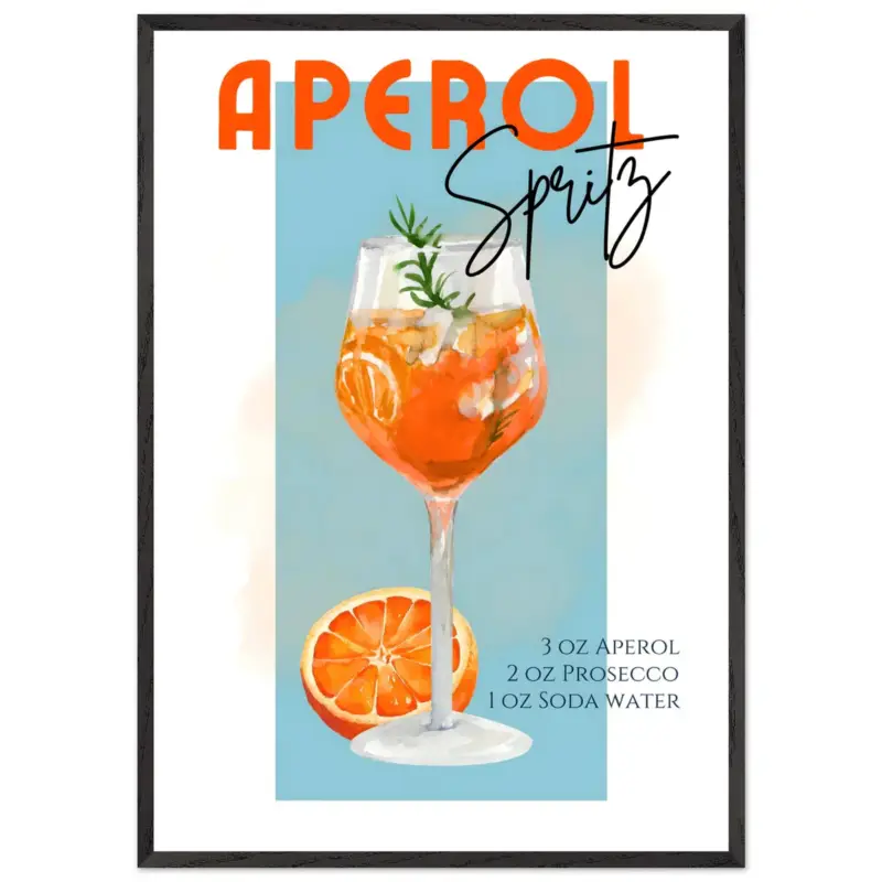 Vente Directe Artfulprints Poster met Lijst Aperol Spritz - Blue - 70x100 cm - Blauw