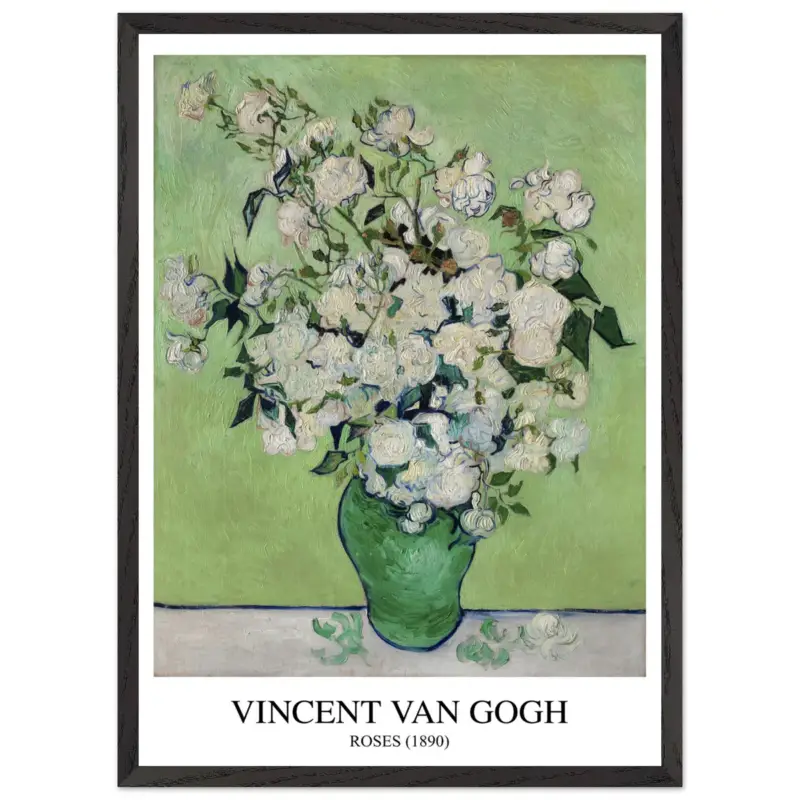 Vente Directe Artfulprints Poster met Lijst Vincent van Gogh - Roses - 50x70 cm - Groen