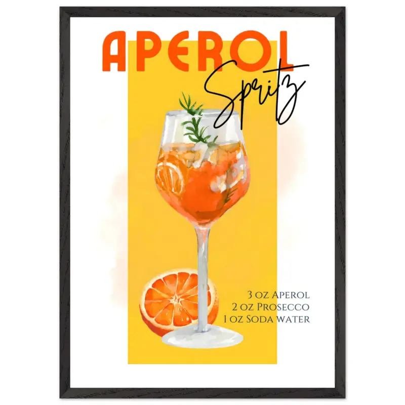 Vente Flash Artfulprints Poster met Lijst Aperol Spritz - Yellow - 50x70 cm - Geel