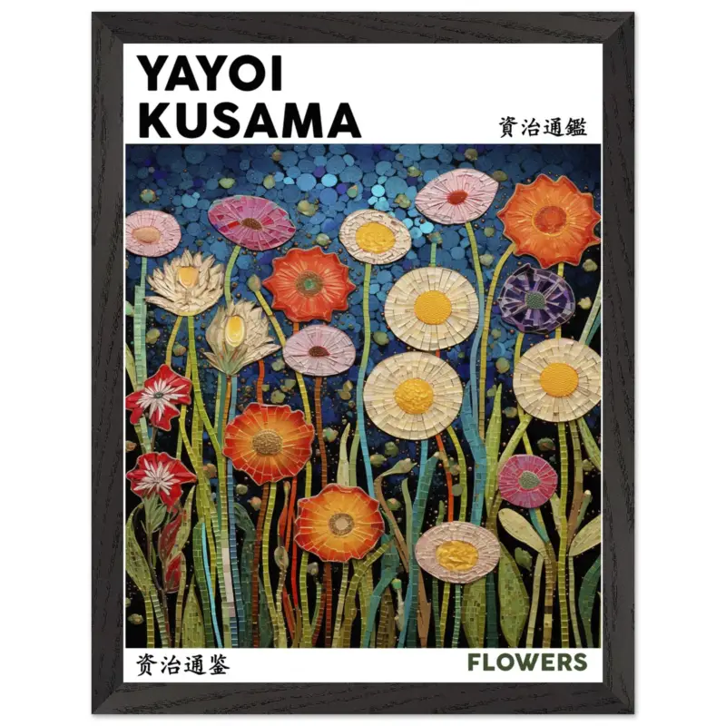 Achat Immédiat Artfulprints Poster met Lijst Yayoi Kusama - Flowers - 30x40 cm - Meerkleurig