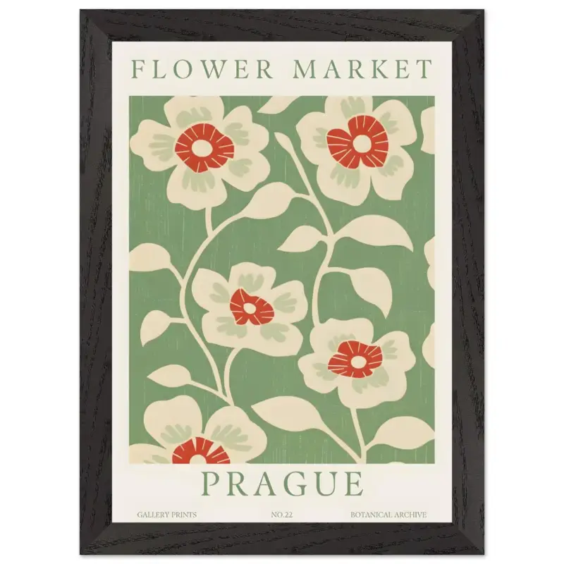 Achat Immédiat Artfulprints Poster met Lijst Flower market - Prague I - A4 21x29.7 cm - Meerkleurig