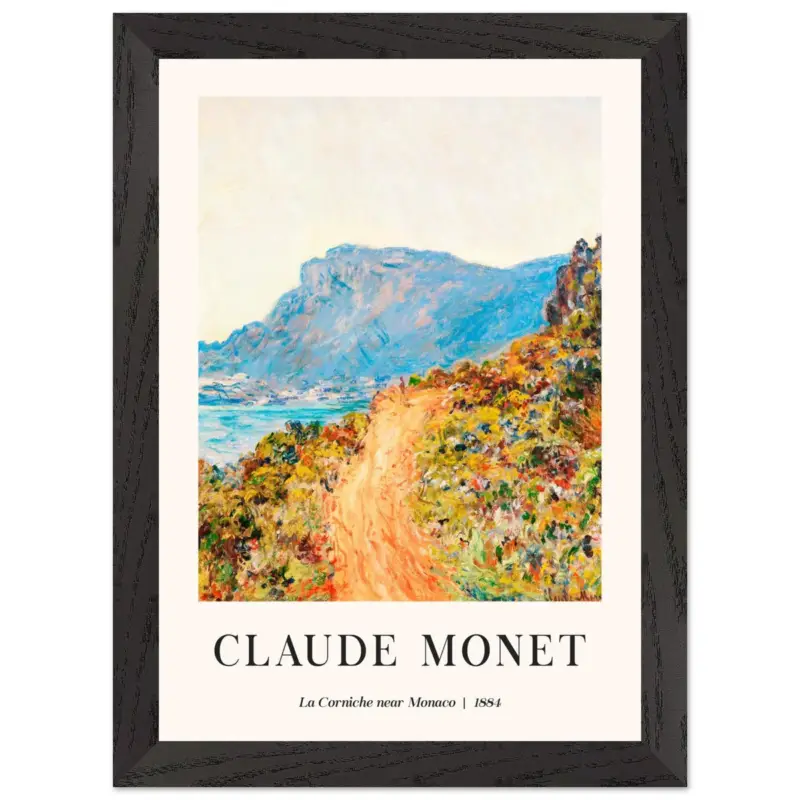 Acheter Direct Artfulprints Poster met Lijst Claude Monet - La Corniche near Monaco - A4 21x29.7 cm - Meerkleurig