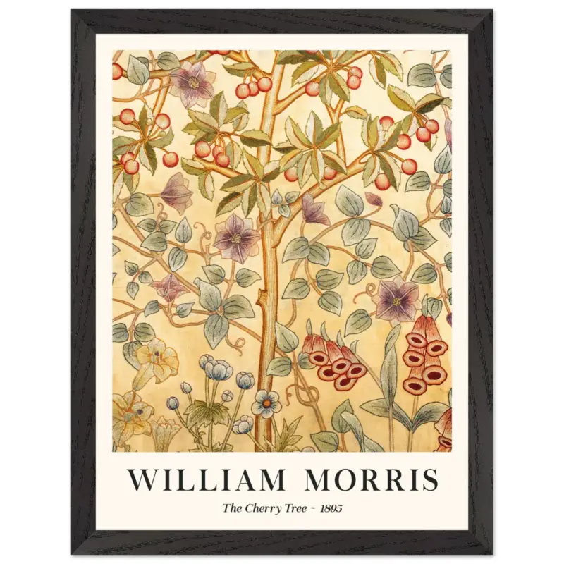 Vente Directe Artfulprints Poster met Lijst William Morris - The cherry tree 1895 II - 30x40 cm - Meerkleurig