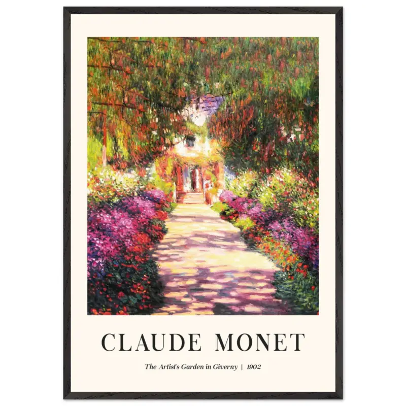 Vente Directe Artfulprints Poster met Lijst Claude Monet - The artist's garden in Giverny II - 70x100 cm - Meerkleurig