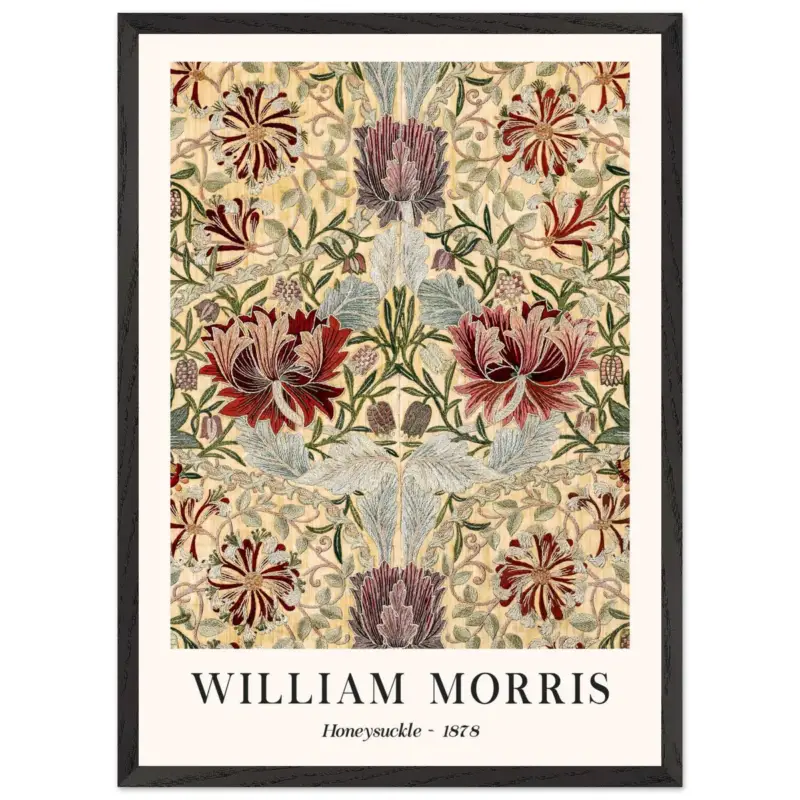 Acheter Direct Artfulprints Poster met Lijst William Morris - Honeysuckle III 1886 - 50x70 cm - Meerkleurig