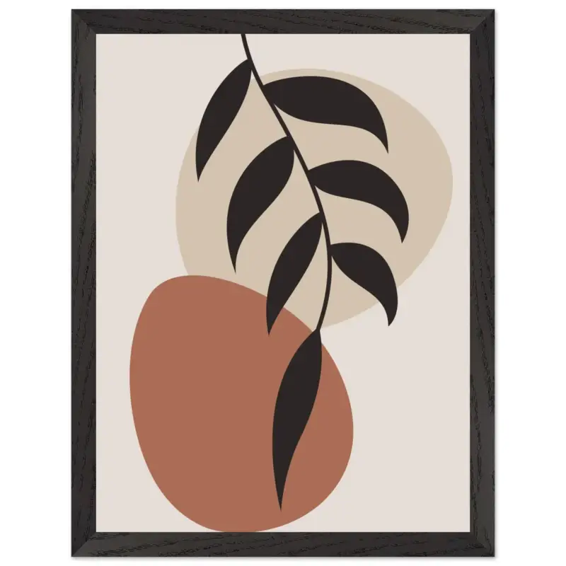 Achat Immédiat Artfulprints Poster met Lijst Boho - Abstract leaf II - 30x40 cm - Terracotta