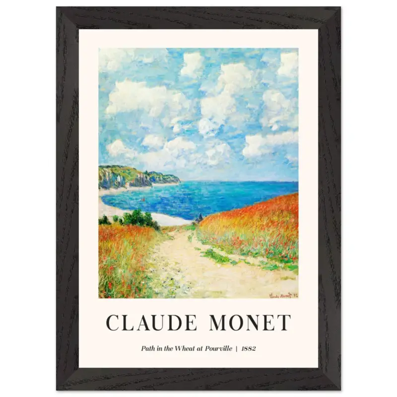 Acheter Direct Artfulprints Poster met Lijst Claude Monet - Path in the weath at Pourville - A4 21x29.7 cm - Blauw