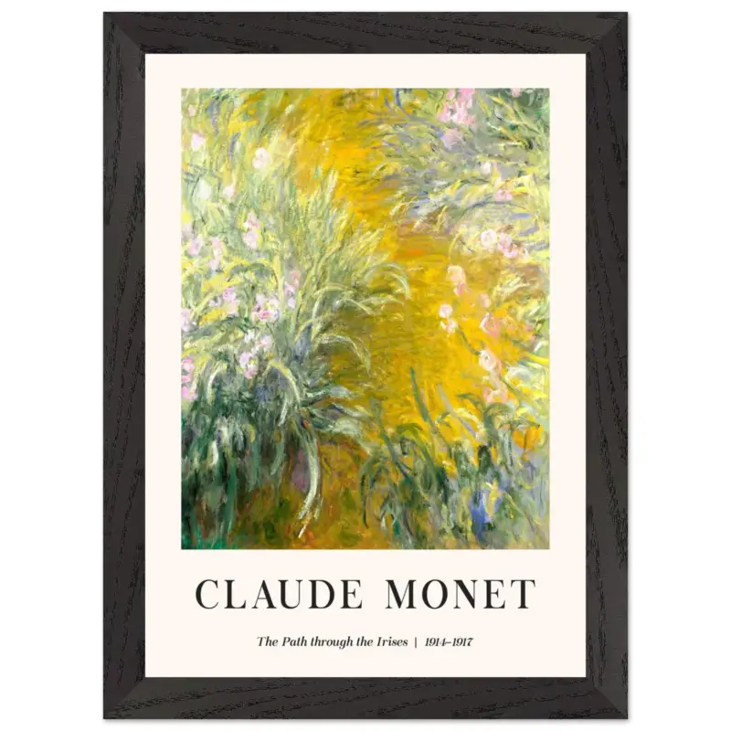 Vente Directe Artfulprints Poster met Lijst Claude Monet - The path through the irisis - A4 21x29.7 cm - Groen
