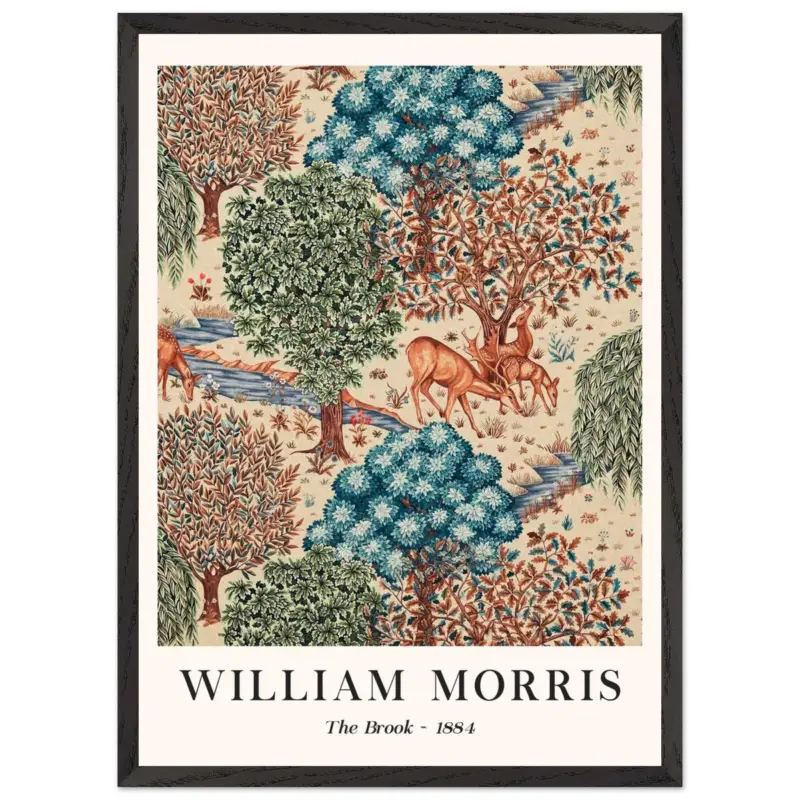 Vente Flash Artfulprints Poster met Lijst William Morris - The brook - 50x70 cm - Meerkleurig
